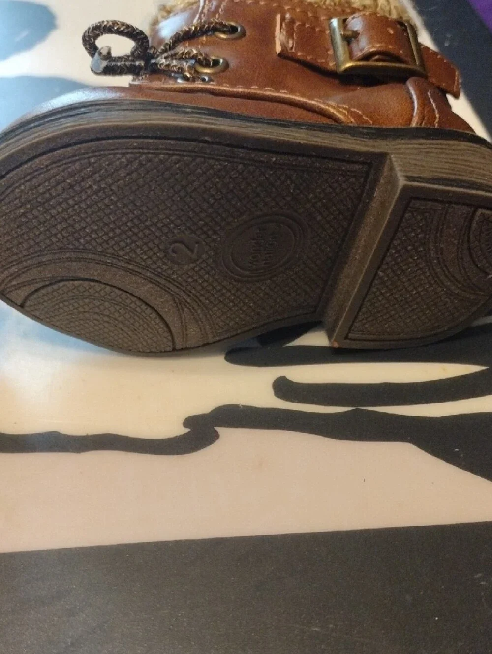 wonder nation Brown Faux-Leather Knit Cuff Kids Boots